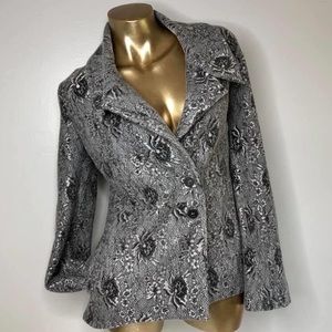 Lucia’s Sarto Grey Lace Winter Jacket Pockets blazer coat